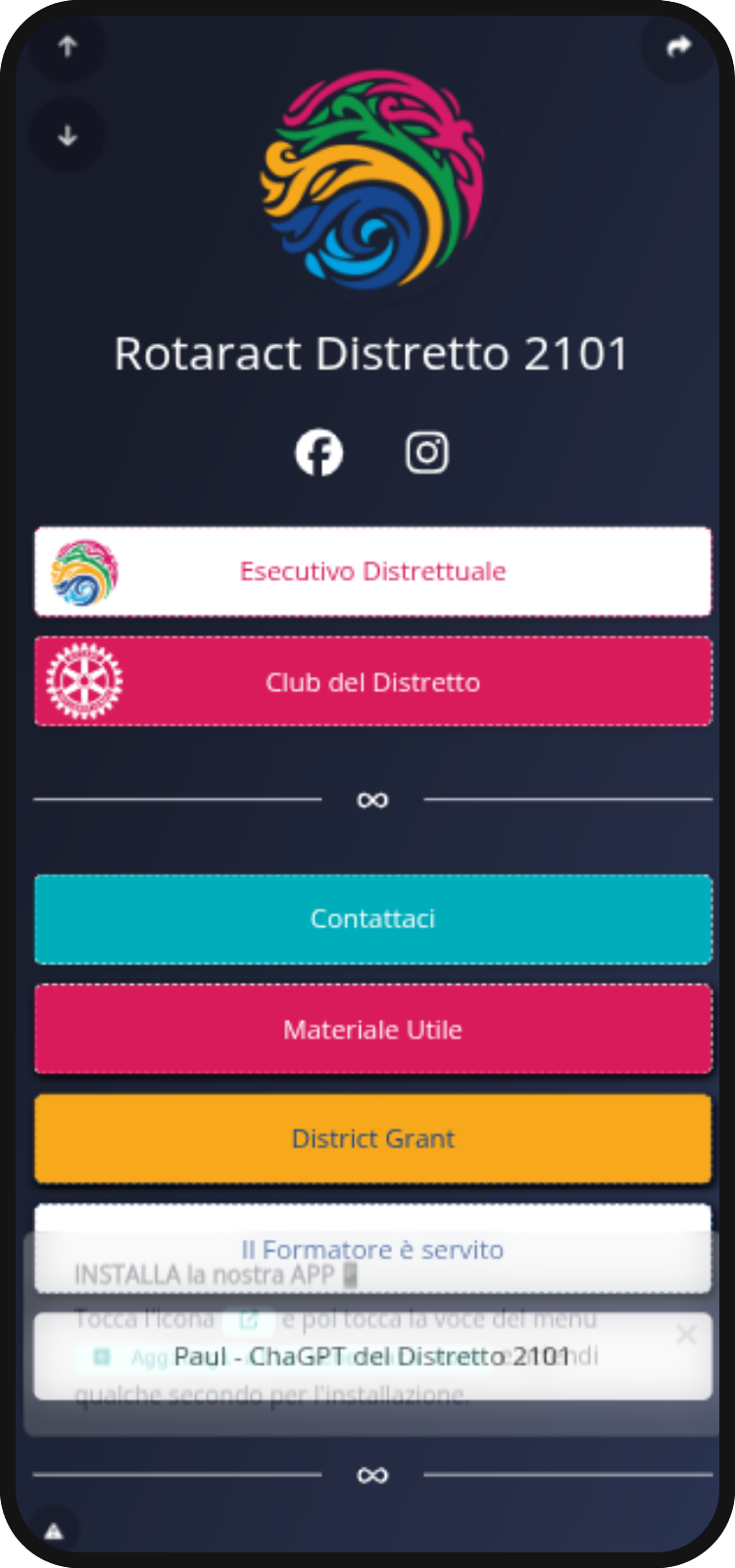 Screenshot esempio pagina Bio/Landing