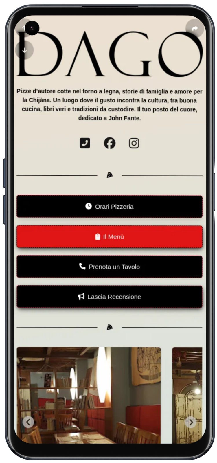 Screenshot esempio pagina landing